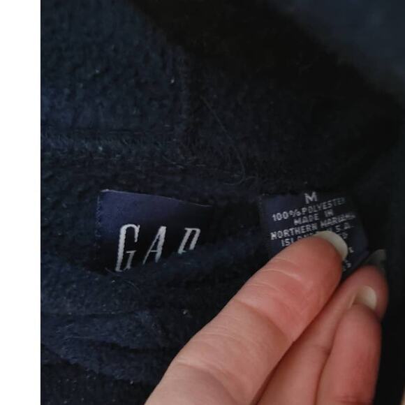 Gap Womens Cropped Hoodie Sweatshirt Medium Navy Blue White - Picture 3 of 4